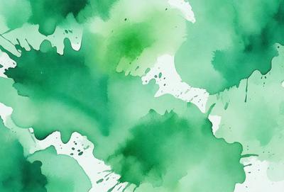 The primary subject of the image is a green and white painting or drawing of a leafy plant. The setting is a white background, and the visual style appears to be a combination of digital art and illustration. The colors and mood of the image are predominantly green and white, creating a serene and natural atmosphere.