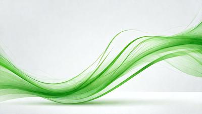 The primary subject of the image is a green, flowing, and swirling pattern. The setting is a white background, which provides a clean and minimalist appearance. The visual style is a combination of digital art and illustration, creating a dynamic and artistic representation of the green flowing pattern. The colors and mood of the image are predominantly green, which gives it a fresh and lively atmosphere.