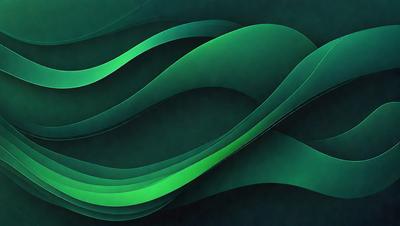 The primary subject of the image is a green, swirling, and curving design. The setting is a dark background, which contrasts with the vibrant green color of the design. The visual style appears to be a digital art or illustration, as the design is intricate and detailed. The colors and mood of the image are predominantly green, creating a sense of calmness and tranquility.