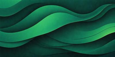 The primary subject of the image is a green wave, which is the main focus of the scene. The setting is a dark background, which contrasts with the green wave. The visual style is a digital art or illustration, as the wave is depicted in a detailed and artistic manner. The dominant colors are green, which creates a calm and soothing atmosphere.