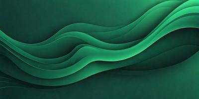 The primary subject of the image is a green, curved, and wavy design. The setting is a dark background, which contrasts with the green design. The visual style appears to be a digital art or illustration, as the design is intricate and detailed. The colors and mood of the image are predominantly green, creating a sense of calmness and tranquility.