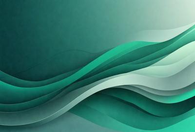 The primary subject of the image is a large, colorful wave. The wave is depicted in a digital art style, with a blue and green color scheme. The setting is a dark blue background, which contrasts with the vibrant colors of the wave. The overall atmosphere of the image is dynamic and energetic, as the wave appears to be crashing or breaking.