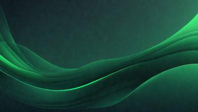 The primary subject of the image is a green wave or flowing water, which appears to be a digital art or illustration. The setting is a dark background, which contrasts with the bright green color of the wave. The visual style gives the impression of a futuristic or surreal scene. The colors and mood of the image are predominantly green, creating a sense of calmness and tranquility.