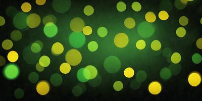 The primary subject of the image is a green background with a pattern of yellow lights. The setting appears to be a dark room, and the visual style is a digital art or illustration. The dominant colors are green and yellow, creating a lively and vibrant atmosphere.