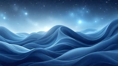 The primary subject of the image is a large body of water, which appears to be a blue ocean. The setting is a nighttime scene with a starry sky, creating a serene and peaceful atmosphere. The visual style is a digital art or illustration, showcasing the beauty of the ocean and the night sky. The colors and mood are predominantly blue, with the starry sky adding a touch of warmth and tranquility to the scene.