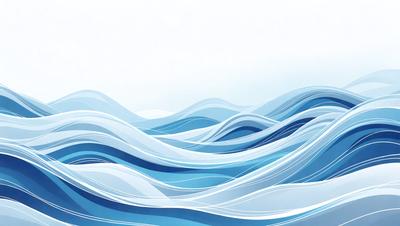 The primary subject of the image is a large body of water, which appears to be a blue ocean. The setting is a vast expanse of water, with no visible land or other objects. The visual style of the image is a digital art or illustration, as it is a detailed and well-rendered representation of the ocean. The dominant colors in the image are blue and white, creating a serene and calming atmosphere.
