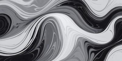 The primary subject of the image is a large, abstract painting featuring a mix of black and white colors. The painting is displayed on a gray wall, creating a striking contrast between the artwork and the background. The visual style of the painting appears to be a combination of digital art and illustration, giving it a unique and modern appearance. The dominant colors in the painting are black and white, which contribute to the overall mood of the artwork, evoking a sense of depth and complexity.