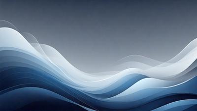 The primary subject of the image is a large wave, which is the main focus of the scene. The wave is depicted in a digital art style, giving it a modern and visually appealing appearance. The setting is a gray background, which contrasts with the wave and adds depth to the image. The colors and mood of the image are predominantly blue, which creates a sense of calmness and tranquility.
