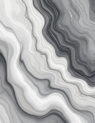 The primary subject of the image is a close-up of a marble-like surface with a pattern of white and gray swirls. The setting is a gray and white marble-like surface, which gives the image a natural and elegant appearance. The visual style is a close-up of the marble-like surface, showcasing the intricate pattern of the swirls. The colors and mood of the image are predominantly gray and white, creating a calm and sophisticated atmosphere.