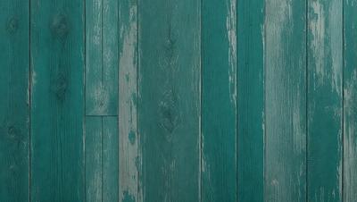 The primary subject of the image is a wooden floor with a green tint. The setting is a room with a blue wall, and the visual style is a photo. The colors and mood of the image are predominantly green and blue, creating a calm and serene atmosphere.