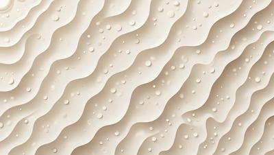 The primary subject of the image is a white wall with a pattern of water droplets on it. The setting is a room with a white surface, and the visual style appears to be a combination of a photo and a digital art or illustration. The colors and mood of the image are predominantly white, giving it a clean and minimalist appearance.