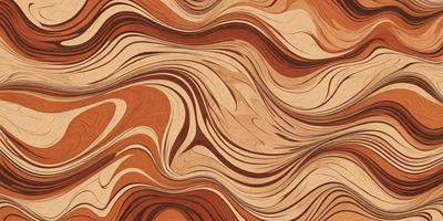 The primary subject of the image is a wooden surface with a pattern of swirls and stripes. The setting is a room with a wooden floor, and the visual style appears to be a combination of a photo and a digital art or illustration. The dominant colors are brown and orange, creating a warm and natural atmosphere.