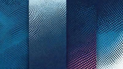 The primary subject of the image is a blue and purple painting with a pattern of dots. The setting is a wall, and the visual style appears to be a digital art or illustration. The dominant colors in the painting are blue and purple, creating a calm and serene atmosphere.