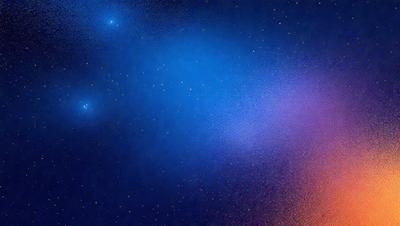 The primary subject of the image is a blue and orange sky filled with stars. The setting is a night sky, and the visual style is a photo. The dominant colors are blue and orange, creating a vibrant and lively atmosphere.