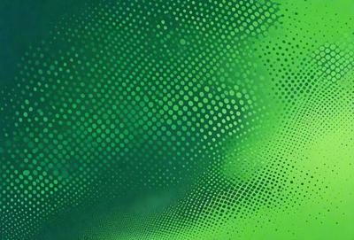 The primary subject of the image is a close-up of a green background with a pattern of dots. The setting appears to be a green room, and the visual style is a combination of a photo and a digital art. The colors in the image are predominantly green, creating a calm and soothing atmosphere.