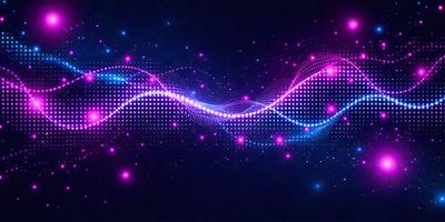 The primary subject of the image is a purple and pink light show, which appears to be a digital art or illustration. The setting is a dark background, and the visual style is a combination of digital art and pattern. The colors and mood of the image are predominantly purple and pink, creating a vibrant and lively atmosphere.