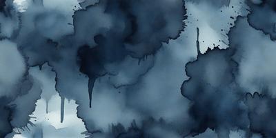 The primary subject of the image is a cloudy blue sky with a few black spots. The setting is an outdoor environment, and the visual style appears to be a watercolor painting. The colors and mood of the image are predominantly blue and somewhat moody, with the black spots adding contrast and depth to the scene.