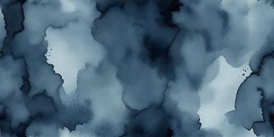 The primary subject of the image is a cloudy blue sky. The setting is a dark blue background, which creates a moody atmosphere. The visual style is a painting, with the artist using a brush to create the cloudy sky. The colors and mood of the image are predominantly dark blue and cloudy, giving the impression of a stormy or overcast day.