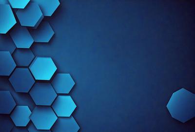 The primary subject of the image is a blue background with a pattern of hexagons. The setting is a dark blue background, and the visual style appears to be a digital art or illustration. The dominant colors are blue and black, creating a calm and serene atmosphere.