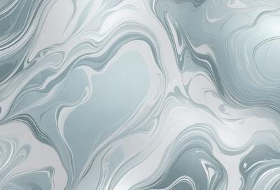 The primary subject of the image is a large, shiny, and reflective surface, which appears to be a wall or a piece of artwork. The setting is a room with a gray and white color scheme. The visual style is a combination of a photo and digital art, creating a unique and intriguing appearance. The colors and mood of the image are predominantly gray and white, giving it a clean and modern feel.