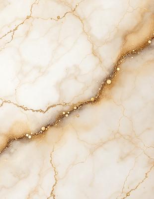 The primary subject of the image is a marble countertop with a gold-like pattern. The setting is a kitchen, and the visual style is a close-up of the marble countertop. The colors and mood of the image are warm and elegant, with the gold-like pattern adding a touch of luxury to the marble surface.