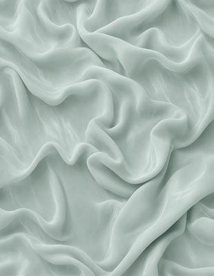 The primary subject of the image is a close-up of a white, flowing fabric. The setting is a green background, which adds a contrasting color to the scene. The visual style appears to be a photo of the fabric, showcasing its texture and details. The colors and mood of the image are predominantly white and green, creating a calm and serene atmosphere.