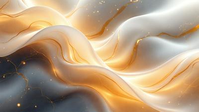 The primary subject of the image is a flowing, swirling, and glowing mass of white and yellow colors. The setting is a white background, which contrasts with the vibrant colors of the swirling mass. The visual style is a digital art or illustration, as the colors and patterns are intricately detailed and created. The dominant colors are white and yellow, giving the scene a warm and luminous atmosphere.