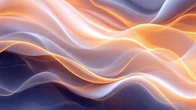 The primary subject of the image is a wave, which is the main object, scene, or focus of the image. The wave is depicted in a digital art style, with a blue and orange color scheme. The setting or background of the image features a blue and white surface, which adds to the overall atmosphere of the scene.