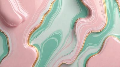 The primary subject of the image is a large, curved, and colorful wall. The wall is made of a combination of pink, green, and blue colors, creating a visually striking and vibrant appearance. The setting is a room with a pink and blue color scheme, which complements the wall's design. The visual style of the image is a mix of digital art and illustration, giving it a unique and artistic appearance. The overall atmosphere of the image is lively and energetic, thanks to