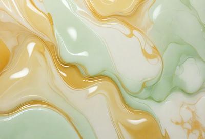 The primary subject of the image is a close-up of a green and yellow marbled wall. The setting is a room with a green and yellow marbled wall, which serves as the background. The visual style of the image is a close-up of the marbled wall, showcasing its unique texture and color patterns. The dominant colors in the image are green and yellow, creating a warm and inviting atmosphere.