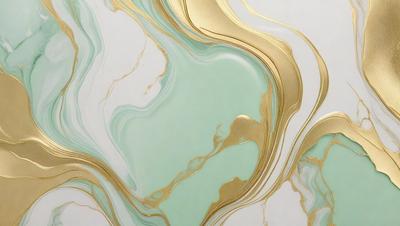 The primary subject of the image is a marble-like surface with a gold and blue color scheme. The setting is a room with a white background, and the visual style appears to be a combination of a photo and digital art. The colors and mood of the image are elegant and sophisticated, with the gold and blue tones creating a luxurious and refined atmosphere.