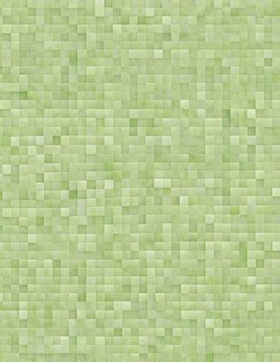 The primary subject of the image is a green background with a pattern of squares. The setting is a wall, and the visual style is a patterned texture. The dominant colors are green and white, creating a calm and soothing atmosphere.