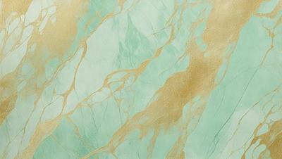 The primary subject of the image is a marble wall with a gold and green color scheme. The setting is a room with a green and gold marble wall, which serves as the background. The visual style is a combination of digital art and illustration, creating a unique and eye-catching design. The colors and mood of the image are warm and inviting, with the gold and green hues evoking a sense of luxury and sophistication.