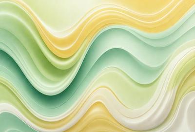 The primary subject of the image is a large, colorful, and textured wall. The setting is a room with a green and yellow color scheme. The visual style is a combination of digital art and illustration, creating a vibrant and dynamic appearance. The dominant colors are green and yellow, giving the wall a lively and energetic atmosphere.