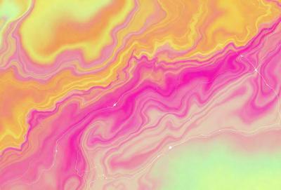 The primary subject of the image is a pink and yellow swirling pattern, which appears to be a painting or a digital artwork. The setting is a colorful background, possibly a painting or a digital artwork as well. The visual style is a mix of photo and digital art, creating a unique and vibrant atmosphere. The dominant colors are pink and yellow, giving the image a warm and lively mood.