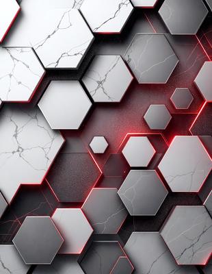The primary subject of the image is a pattern of red and black squares. The setting is a black and white background, which adds a contrasting effect to the red and black squares. The visual style is a digital art or illustration, as the squares are arranged in a geometric pattern. The colors and mood of the image are bold and striking, with the red squares standing out against the black background.