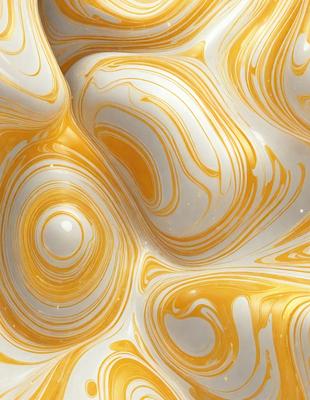 The primary subject of the image is a yellow and white swirling pattern, which appears to be a digital art or illustration. The setting is a white surface, possibly a wall or a background, with the swirling pattern as the main focus. The visual style suggests that the image is a creative and artistic representation of the swirling pattern. The colors and mood of the image are predominantly yellow and white, giving it a warm and vibrant atmosphere.