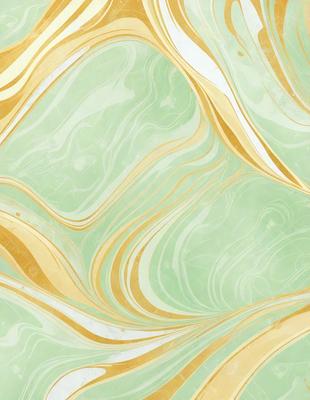 The primary subject of the image is a patterned wallpaper with a green and gold color scheme. The setting is a room with a green and gold wallpaper, which creates a warm and inviting atmosphere. The visual style is a combination of digital art and illustration, giving the wallpaper a unique and artistic appearance.