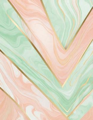 The primary subject of the image is a patterned wallpaper with a green and pink color scheme. The setting is a room with a wall adorned with the patterned wallpaper. The visual style is a close-up of the wallpaper, showcasing the intricate design. The colors and mood of the image are vibrant and lively, creating a warm and inviting atmosphere.