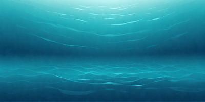 The primary subject of the image is a large body of blue water, with waves and ripples visible on the surface. The setting is underwater, with the water appearing dark and deep. The visual style is a digital art or illustration, creating a sense of depth and movement in the water. The dominant colors are blue and black, with the blue water creating a calm and serene atmosphere.