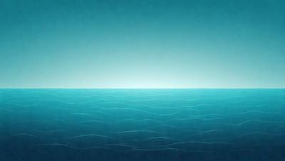 The primary subject of the image is a large body of water, which appears to be a vast ocean. The setting is a clear blue sky, creating a serene and peaceful atmosphere. The visual style of the image is a digital art or illustration, with the water and sky depicted in a realistic manner. The colors and mood of the image are predominantly blue, conveying a sense of calmness and tranquility.