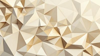 The primary subject of the image is a patterned wall with a gold and white color scheme. The setting is a room with a white background, and the visual style appears to be a combination of digital art and illustration. The dominant colors are gold and white, creating a warm and inviting atmosphere.