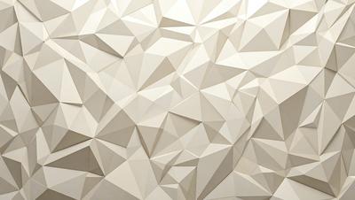 The primary subject of the image is a white wall with a geometric pattern on it. The wall is covered in a series of triangles, creating a visually appealing and unique design. The setting is indoors, likely in a room or a space where the wall serves as a focal point. The visual style of the image is a combination of art and design, as the geometric pattern is both aesthetically pleasing and functional in terms of dividing or organizing space. The colors and mood of the image are pre