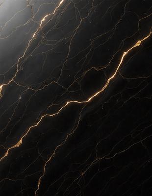 The primary subject of the image is a close-up of a marble surface with a yellow streak running through it. The setting is a dark room, and the visual style appears to be a photo. The dominant colors are yellow and black, creating a striking contrast. The overall atmosphere of the image is mysterious and intriguing, as the yellow streak adds an element of surprise and interest to the marble surface.