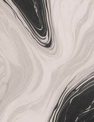 The primary subject of the image is a large, swirling pattern of black and white colors. The setting is a wall, and the visual style appears to be a combination of a photo and a drawing. The dominant colors are black and white, creating a striking and visually engaging pattern.