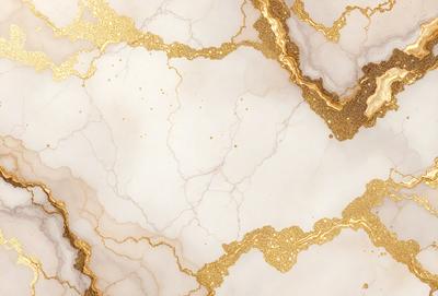 The primary subject of the image is a marble wall with a gold pattern. The setting is a room with a white marble surface. The visual style is a close-up of the marble wall, showcasing the gold pattern. The colors and mood of the image are predominantly white and gold, giving it a luxurious and elegant appearance.