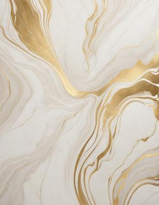 The primary subject of the image is a marble wall with a gold and white pattern. The setting is a room with a white marble surface. The visual style is a combination of digital art and illustration, creating a unique and elegant design. The dominant colors are gold, white, and gray, giving the wall a luxurious and sophisticated appearance.