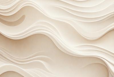 The image features a large, white, and textured wall with a wave-like pattern. The wall appears to be made of a combination of cement and fabric, giving it a unique and interesting appearance. The wave pattern creates a sense of depth and movement, making the wall visually engaging.