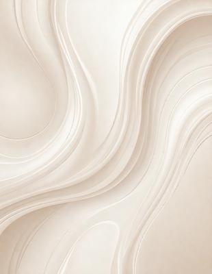 The primary subject of the image is a white wall with a pattern of swirls and waves. The setting is a room with a white background, and the visual style appears to be a combination of a photo and digital art. The dominant colors are white and cream, creating a clean and soothing atmosphere.
