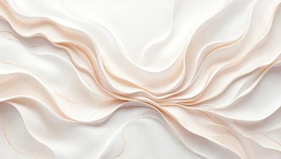 The primary subject of the image is a white sheet of paper with a pattern of brown and pink swirls. The setting is a white background, and the visual style appears to be a combination of a photo and a digital art or illustration. The colors and mood of the image are predominantly white and pink, creating a sense of calm and elegance.